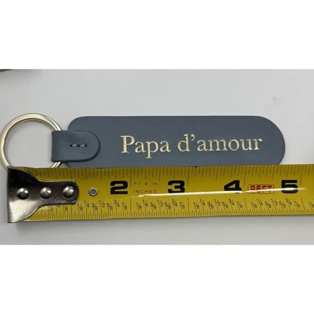 Sezane Keychain Papa D'amour Storm Blue Leather Keychain Father's Day Gift NIB